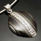 Bijoux Touareg Ethniques Africains Pendentif en Argent et Ebne 27 Losange Ray