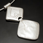 Pendentif boheme en Argent et Pierre Nacre 02 Losange