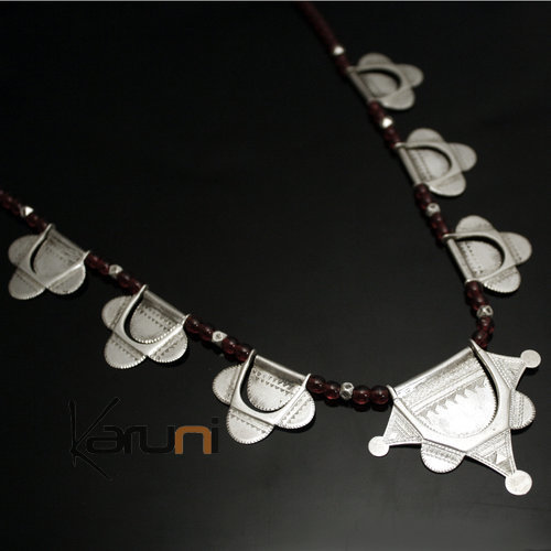 Collier en Argent et Perles rouges Etoile - KARUNI