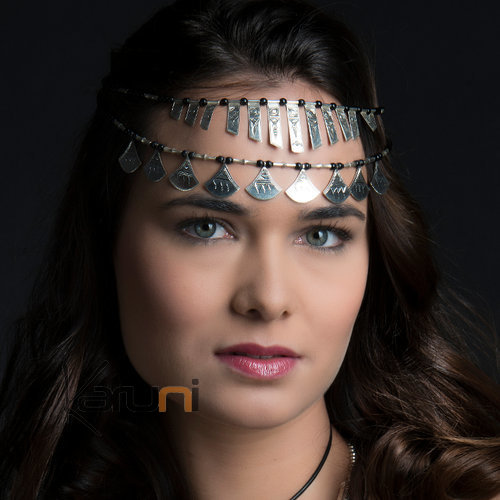 Bijoux Ethniques Touareg Collier en Argent Celebra Large Perles de Verres Noires b