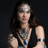 Bijoux Ethniques Touareg Collier en Argent Celebra Large Perles de Verres Noires c