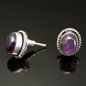 Bijoux Ethniques Indiens Boucles d'oreilles simple en Argent mix et Amthyste - Npal