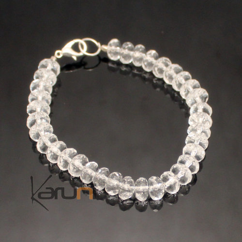 Bracelet en Argent Mix et Perles 10 Cristal de Roche Nepal