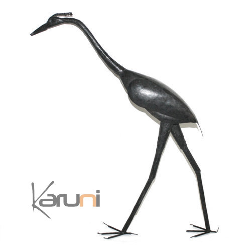 Oiseau Hron 60 cm Sculpture mtal recycl de Madagascar Dco design