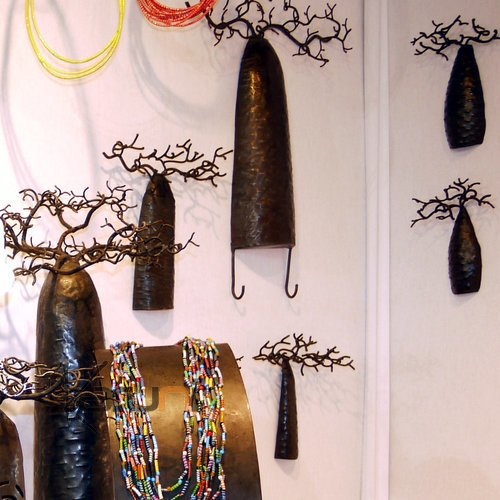 Arbre  bijoux porte-bijoux mural Baobab 16-18 cm bomb mtal recycl Madagascar c