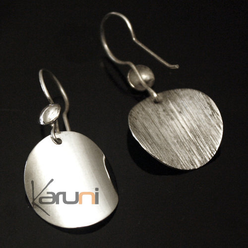 Boucles d'oreilles en Argent 09 rondes rayées inspiration Karuni