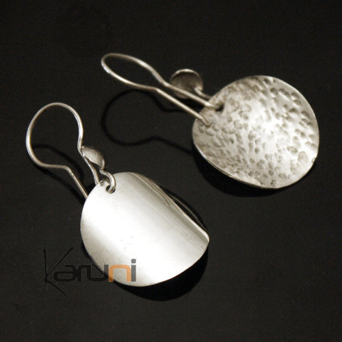 Bijoux Touareg Ethniques Boucles d'oreilles en Argent 08 rondes marteles inspiration Karuni