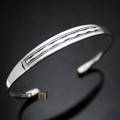 Bracelet en argent large Gravé Homme/Femme 10