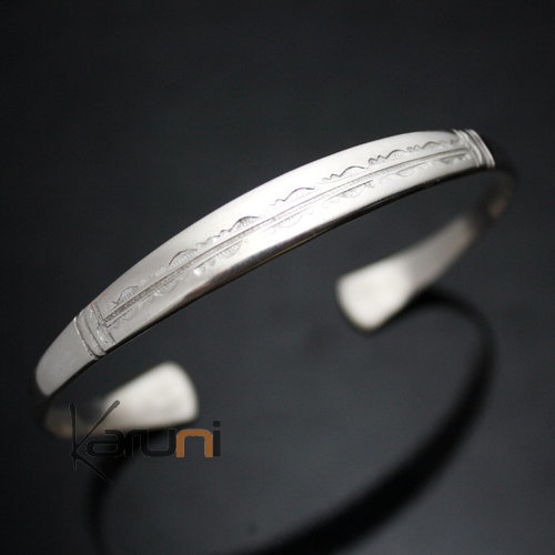 Bracelet en argent large Gravé Homme/Femme 11