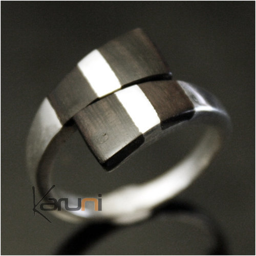 Bijoux Touareg Ethniques Bague Argent croise deux carrs bne rglable