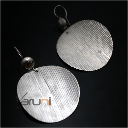 Boucles d'oreilles en Argent 18 Grands Ronds Rayés Inspiration Karuni