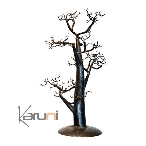 Arbre  bijoux porte-bijoux design Arbre droit 50 cm mtal recycl baobab Madagascar