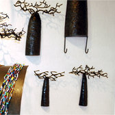 Arbre à bijoux porte-bijoux mural Baobab 20-25 cm Crochets métal recyclé Madagascar e