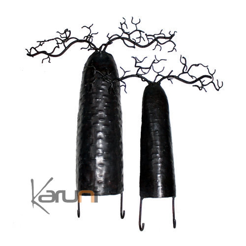 Arbre  bijoux porte-bijoux mural Baobab 20-25 cm Crochets mtal recycl Madagascar b