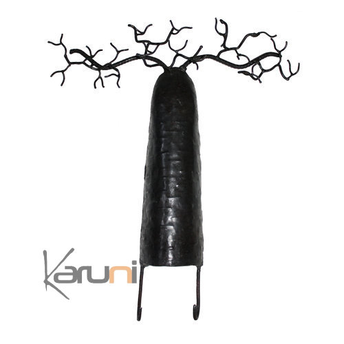 Arbre  bijoux porte-bijoux mural Baobab 20-25 cm Crochets mtal recycl Madagascar