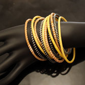 Bijoux Ethniques Africains Bracelets JOKKO en Plastique Recycl Homme Femme Enfant 05 Jaune/Beige/noir Mix (x12) b