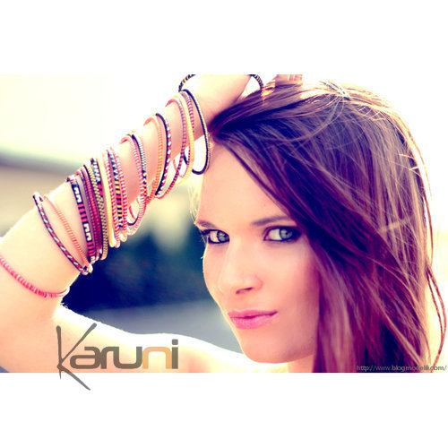 Bijoux Ethniques Africains Bracelets JOKKO en Plastique Recycl Homme Femme Enfant 05 Rose Clair Mix (x12) c