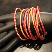 Bijoux Ethniques Africains Bracelets JOKKO en Plastique Recyclé Homme Femme Enfant 10 Rouge/Rose/Orange (x12) d