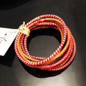 Bijoux Ethniques Africains Bracelets JOKKO en Plastique Recyclé Homme Femme Enfant 10 Rouge/Rose/Orange (x12)