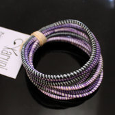 Bijoux Ethniques Africains Bracelets JOKKO en Plastique Recycl Homme Femme Enfant 07 Violet Noir (x12)