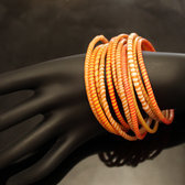 Bijoux Ethniques Africains Bracelets JOKKO en Plastique Recycl Homme Femme Enfant 04 Orange Mix (x12) e