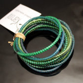 Bijoux Ethniques Africains Bracelets JOKKO en Plastique Recycl Homme Femme Enfant 13 Vert Fonc (x12)