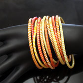 Bijoux Ethniques Africains Bracelets JOKKO en Plastique Recycl Homme Femme Enfant 22 Orange/Jaune (x12) e