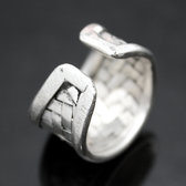 Bijoux Ethniques Bague Rglable en Argent Mix Tresse Large Natte Tresse Rglable Miao 1,5 cm b
