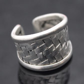 Bijoux Ethniques Bague Rglable en Argent Mix Tresse Large Natte Tresse Rglable Miao 1,5 cm c