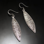 Bijoux Ethniques Indiens Boucles d'oreilles en Argent 925 19 Ankit Navette Filigranes Npal Newari