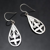 Bijoux Ethniques Indiens Boucles d'oreilles en Argent 925 23C Ankit Gouttes Ajoures Npal Newari