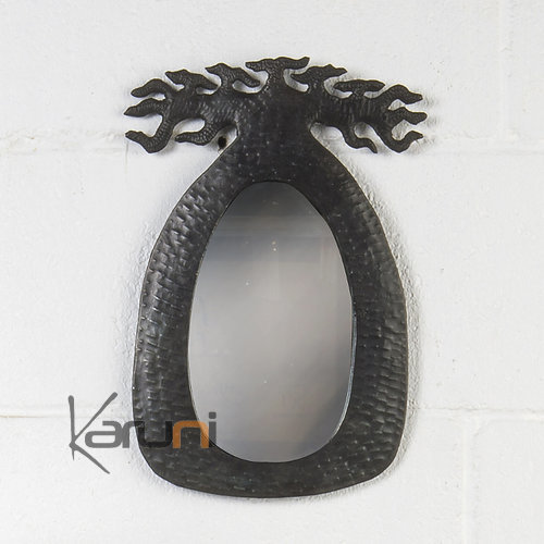 Miroir Arbre Baobab métal recyclé Madagascar 34 cm