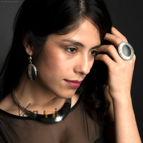 Bijoux Ethniques Touareg Collier en Argent et Ebne Torque Tour de Cou Lisse d