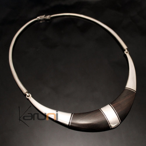 Bijoux Ethniques Touareg Collier en Argent et Ebne Torque Tour de Cou Lisse