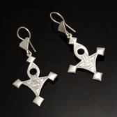 Bijoux Touareg Ethniques Boucles d'oreilles en Argent 51 Croix du Sud de Bagazen Niger Ajoures