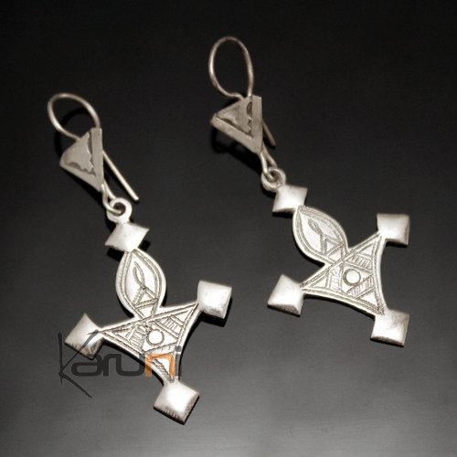 Boucles d'oreilles en Argent 53 Croix du Sud de Bagazen Niger 4,5 cm