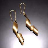 Bijoux Ethniques Africains Boucles d'Oreilles Peul Fulani Mali 47S Bronze Dor Rubans Twist 