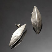 Bijoux Ethniques Africains Boucles d'Oreilles Peul Fulani Mali 46P Plaqu Argent Clous Feuille