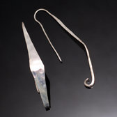 Bijoux Ethniques Africains Boucles d'Oreilles Peul Fulani Mali 141PS Plaqu Argent Longues Feuilles Fines Courbes