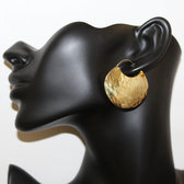 Bijoux Ethniques Africains Boucles d'Oreilles Créoles Peul Fulani Mali 111ML Bronze Doré Plates 4,5 cm Martelées b