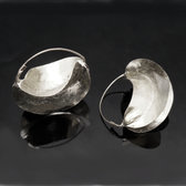 Bijoux Ethniques Africains Boucles d'Oreilles Croles Peul Fulani Mali 13PN Plaqu Argent 7 cm Feuille Style