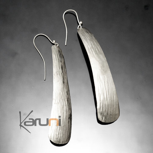 Boucles d'Oreilles Peul Fulani Mali 102PA Plaqué Argent Feuille Fine Attache