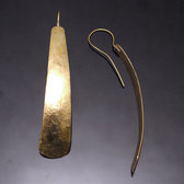 Bijoux Ethniques Africains Boucles d'Oreilles Peul Fulani Mali 102 Bronze Dor Feuille Fine