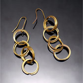 Bijoux Ethniques Africains Boucles d'Oreilles Peul Fulani Mali 30-1 Bronze Dor Pendants Cercles