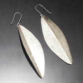 Bijoux Ethniques Africains Boucles d'Oreilles Peul Fulani Mali 44P Plaqu Argent Feuilles Lisses