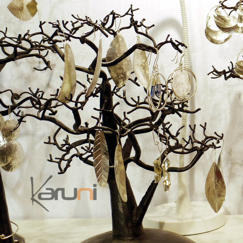 Bijoux Ethniques Africains Boucles d'Oreilles Peul Fulani Mali 106PT Plaqu Argent Feuilles Lisses Fines Lignes b