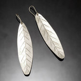 Bijoux Ethniques Africains Boucles d'Oreilles Peul Fulani Mali 106PT Plaqu Argent Feuilles Lisses Fines Lignes