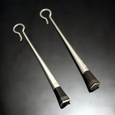 Bijoux Touareg Ethniques Boucles d'Oreilles en Argent et Ebne Massues 05 Carres Graves