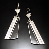 Bijoux Ethniques Touareg Boucles d'Oreilles en Argent et Ebne 47 Grands Triangles Longs Gravs