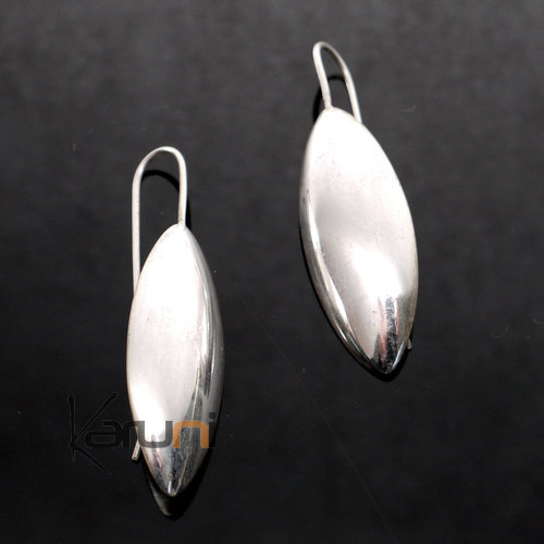 Bijoux Touareg Ethniques Boucles d'oreilles en Argent 04 Feuilles Lisses Bombes Design Karuni